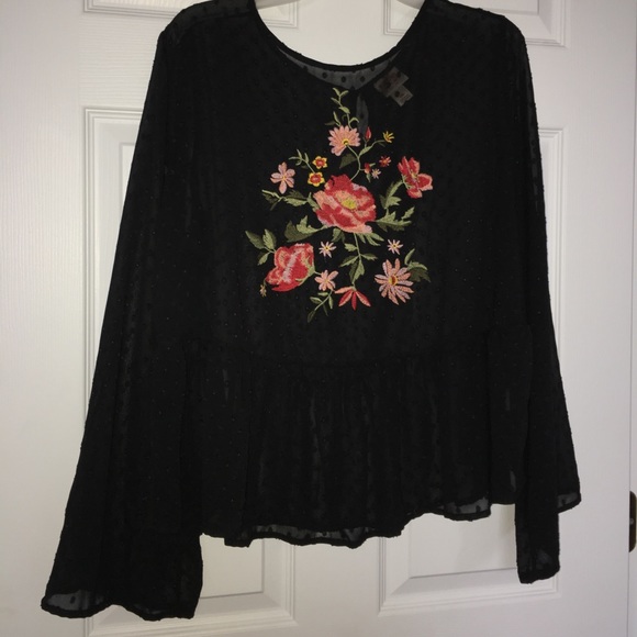 Mossimo Supply Co. Tops - Mossimo embroidered sheer top